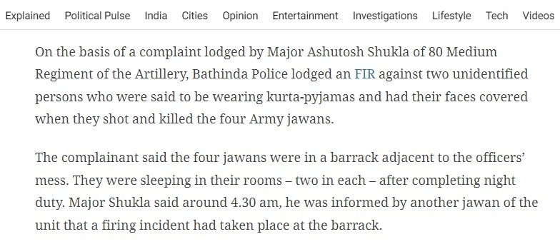 Four army jawans were not killed by a Sikh soldier