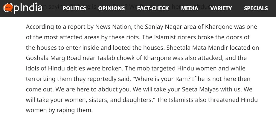 During Ram Navami violence in Khargone, Muslim terrorized Hindu women