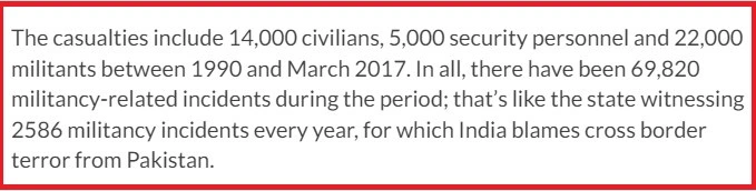 Not 100,000 but around 41,000 people have been killed in Jammu & Kashmir so far, according to Hindustan Times