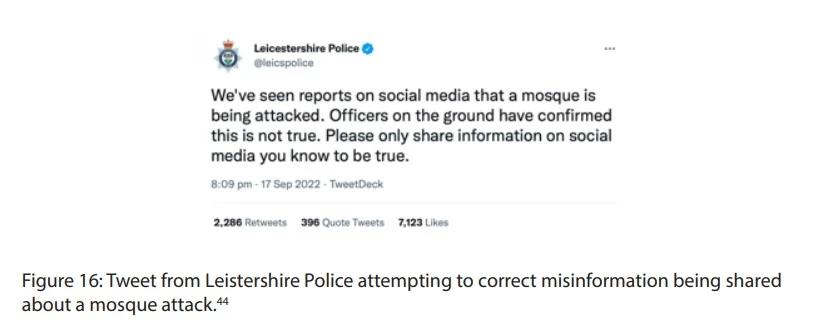 The mosque was not vandalized during the Leicester violence