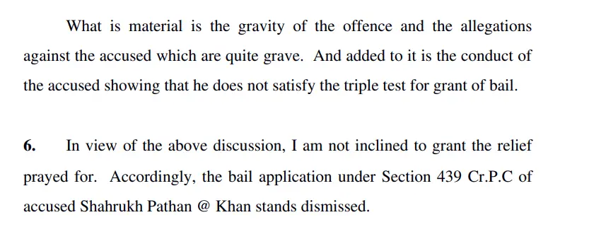 Court order on Shahrukh Pathan