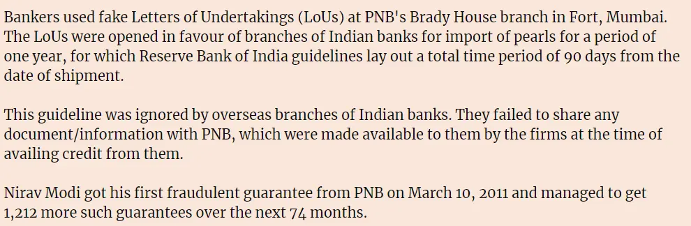 Business Standard report on Nirav Modi and Mehul Choksi.