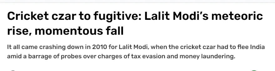 Lalit Modi has been absconding from India during the UPA's tenure.