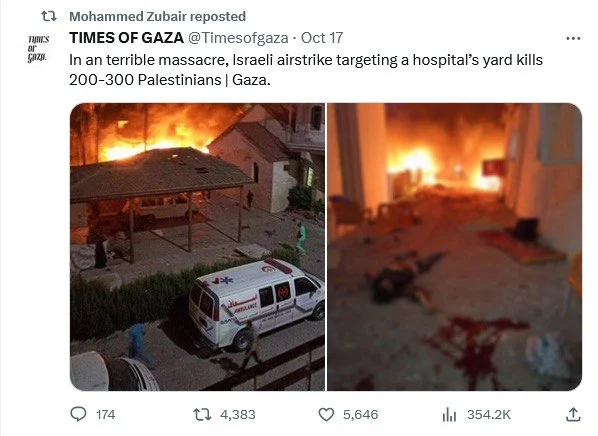 Fake news on Gaza hospital by Radical Islamists