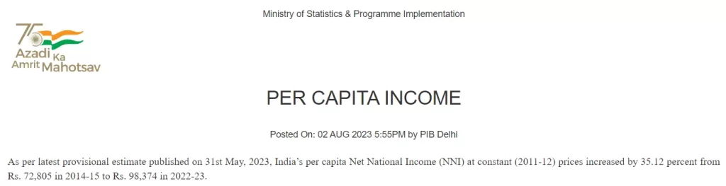 PIB report on average income
