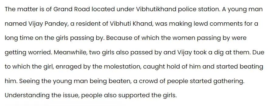 Vijay Pandey was beaten in 2019 for passing lewd comments on girls in Lucknow, Gomti Nagar area.