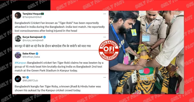 Claim about Tiger Roby beaten in Kanpur stadium is misleading.