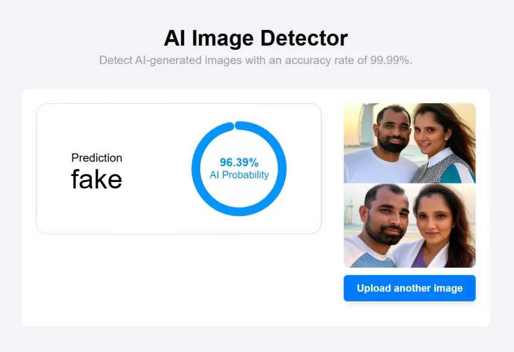 An image of Mohammed Shami and Sania Mirza in Dubai is AI generated.
