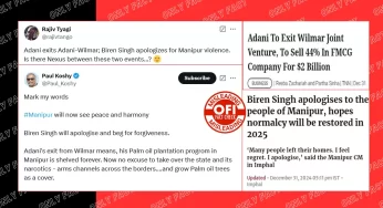 No Connection Between Adani Wilmar JV Exit and Manipur CM’s Apology, Communists Spread Misleading Narrative