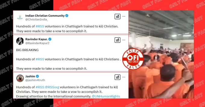 Video of Bajrang dal viral with claim that they are vowing to kill Christians in Chhattisgarh.