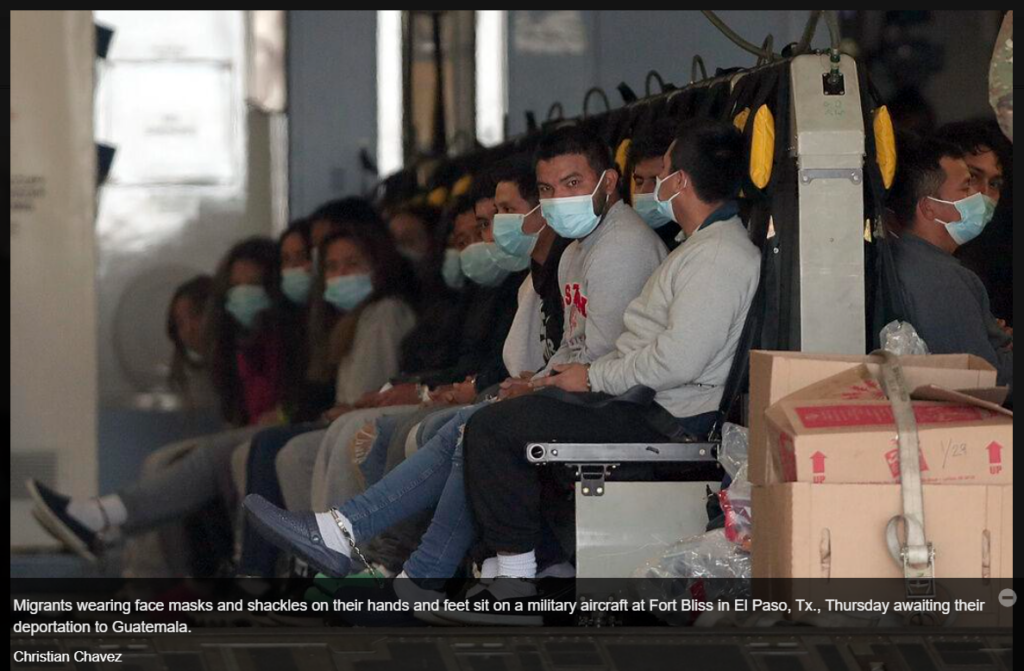 The image is of Guatemalans immigrants deportation.