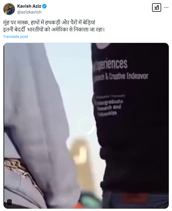 The video shows deportation of Indian immigrants from the US.