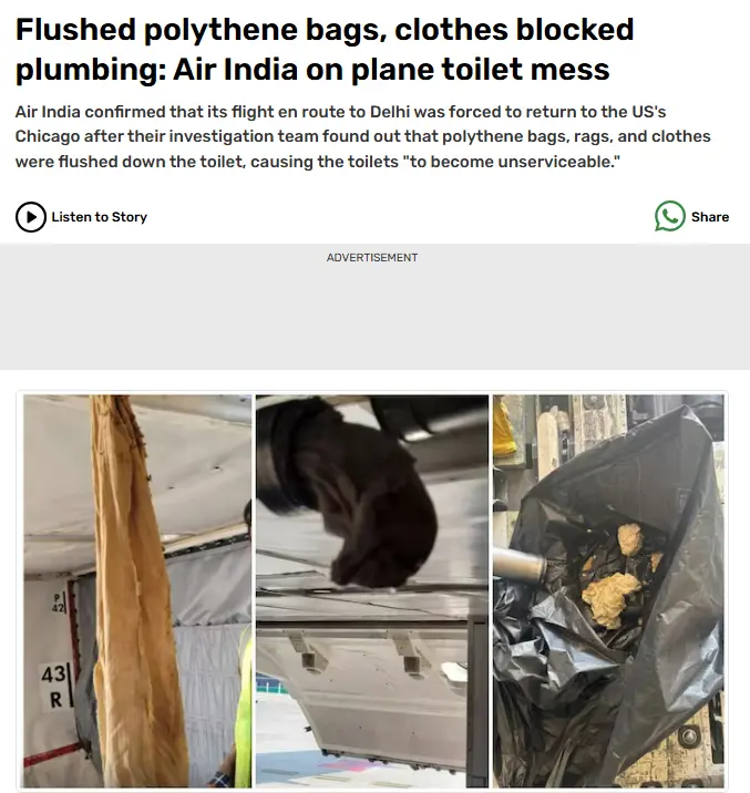 The video of Air India passengers stuck inside the flight falsely linked the recent incident of Air India flight returning to Chicago due to clogged toilets.