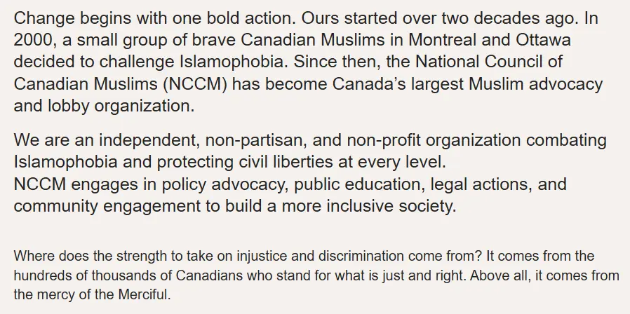NCCM is a non-profit organization based in Canada.