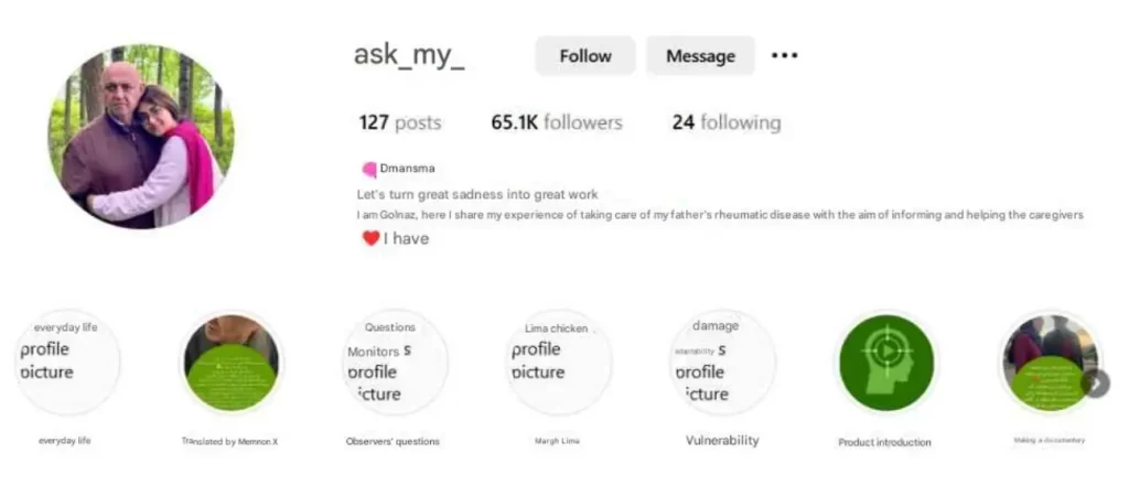 The Instagram bio says Golnaz father is suffering from dementia.