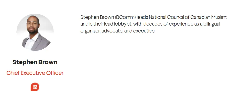 The person in the viral clip is Stephen Brown, the CEO of NCCM, who calls for the ban of RSS in Canada.