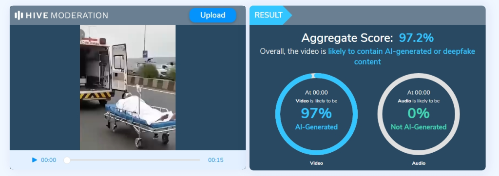 Clip of patient falling out of an ambulance is AI-generated. 