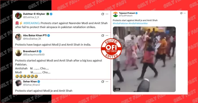 Edited Video Shared With False Claim of Protests Against Modi and Shah after India-Pakistan Ceasefire