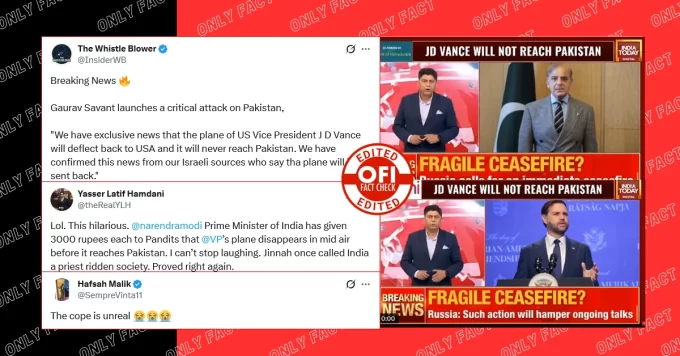 Clip of Gaurav Sawant Report on JD Vance Not Reaching Pakistan Is Doctored