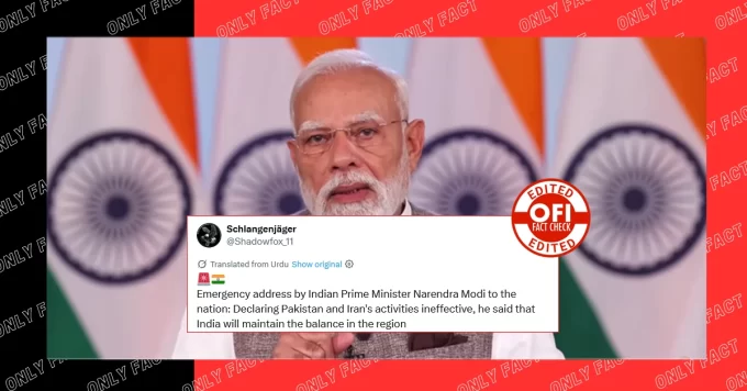 Edited Video Falsely Shows PM Modi Making Remarks on Pakistan, Iran, and Israel