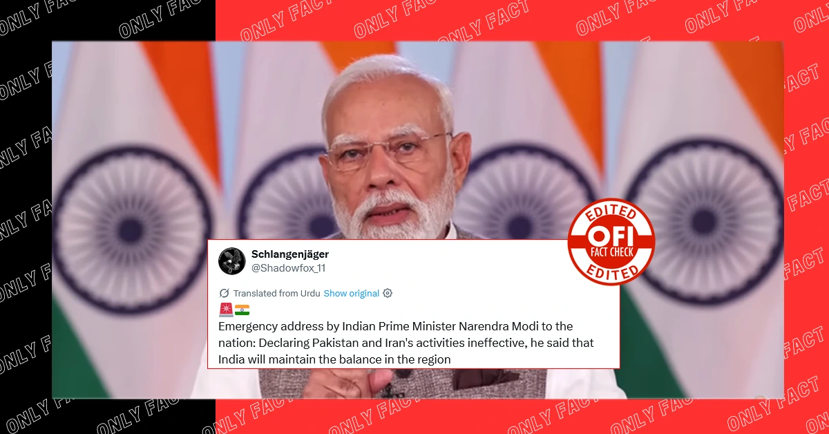 Edited Video Falsely Shows PM Modi Making Remarks on Pakistan, Iran, and Israel