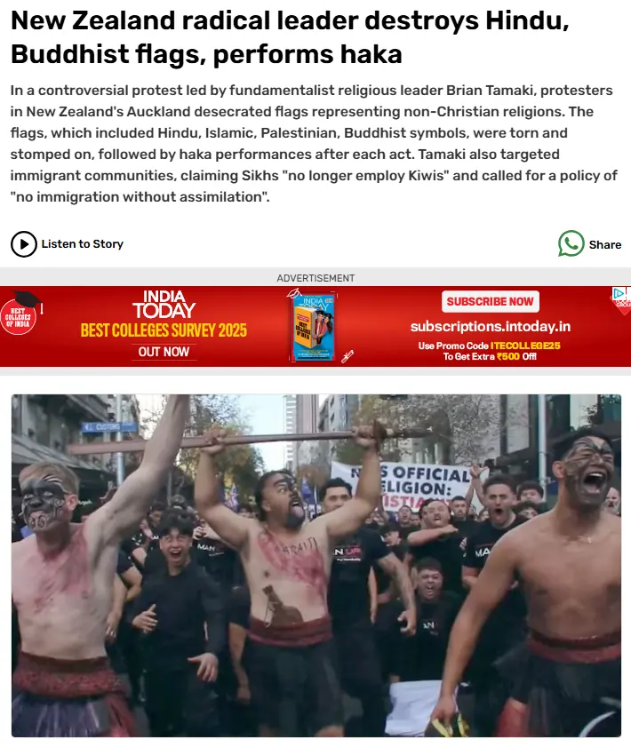 The protest was led by Destiny Church group and not Maori organisation. 