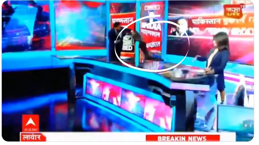 The chair thrown by the TV anchor seems weightless, which is unrealistic.